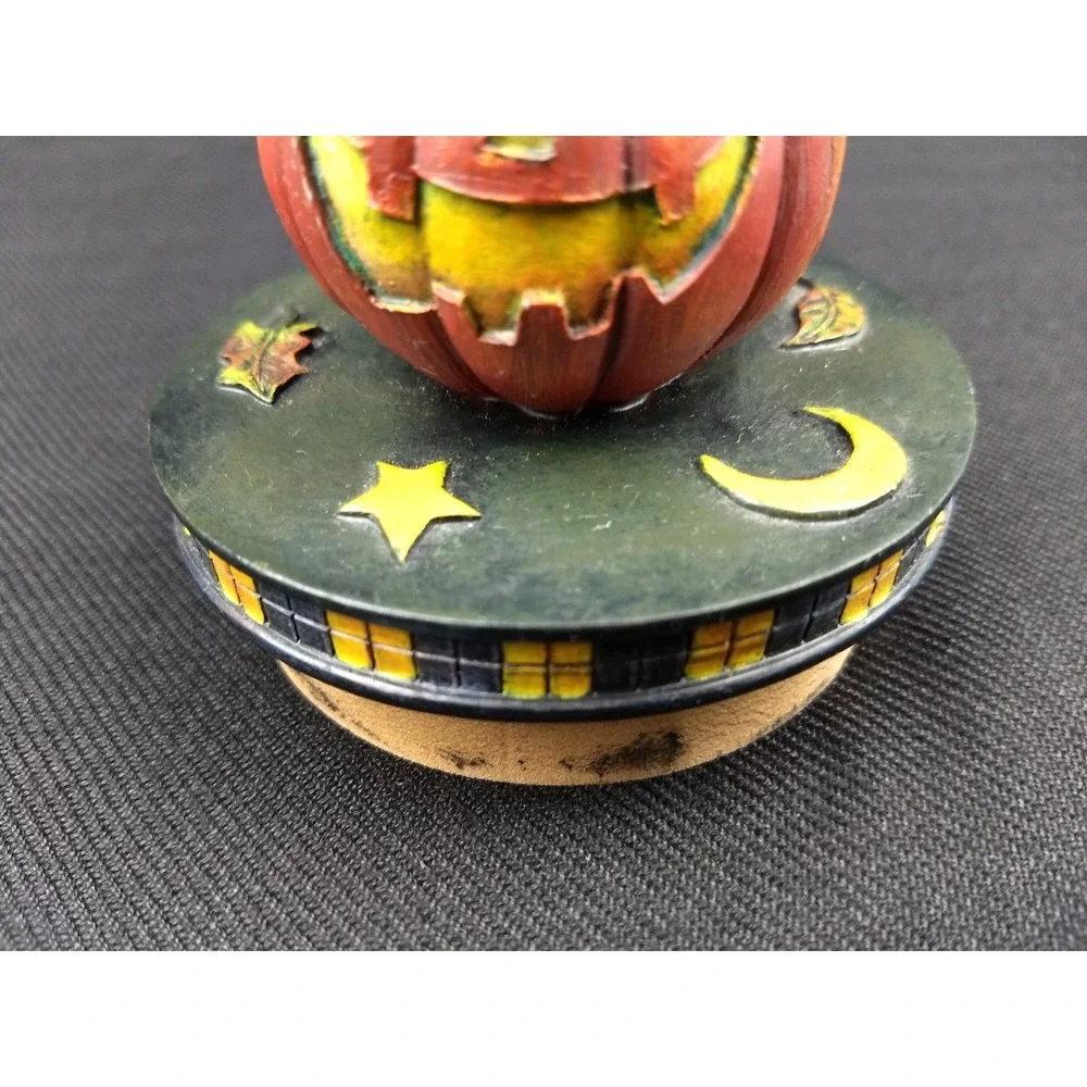 Lang Halloween Jack-O-Lantern Jar Candle Topper Spooky Dual-Faced Pumpkin Orange